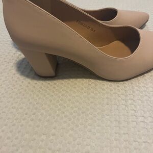 Elegant Nude Block Heel Pumps